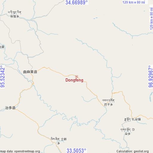 Dongfeng on map