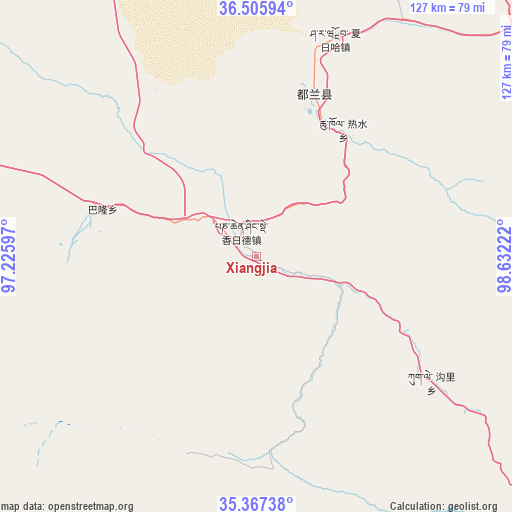 Xiangjia on map