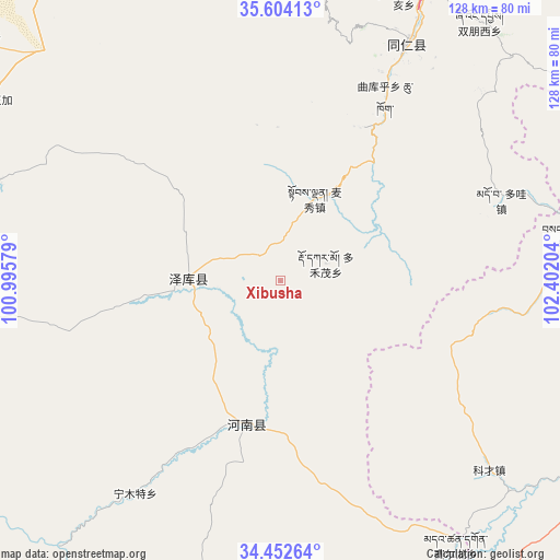 Xibusha on map