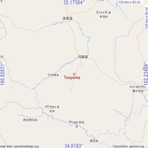 Tuoyema on map