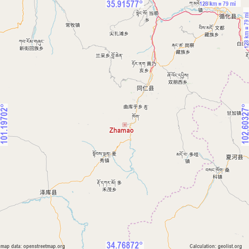 Zhamao on map