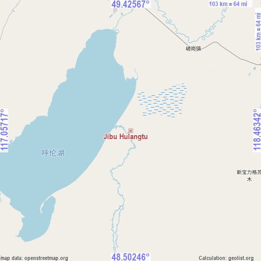 Jibu Hulangtu on map