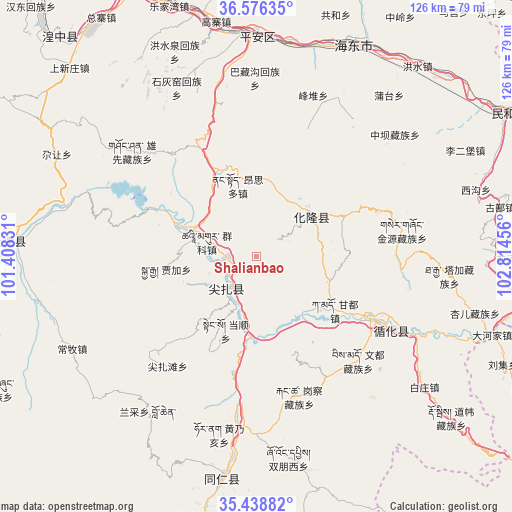 Shalianbao on map