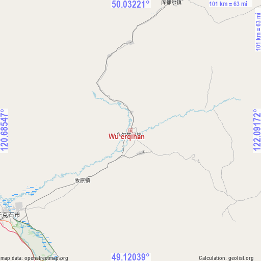 Wu’erqihan on map