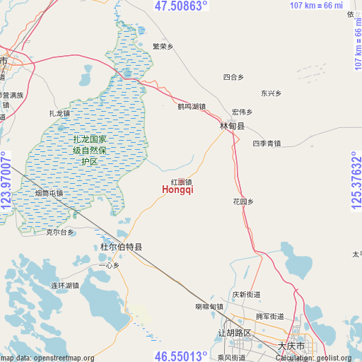 Hongqi on map