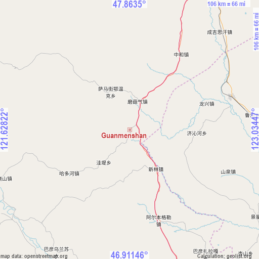 Guanmenshan on map