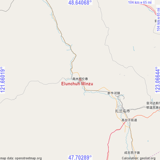 Elunchun Minzu on map