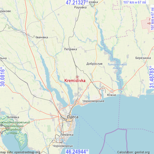 Kremidivka on map