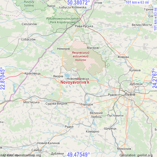 Novoyavorivs'k on map