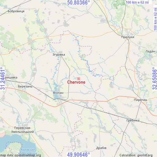 Chervone on map