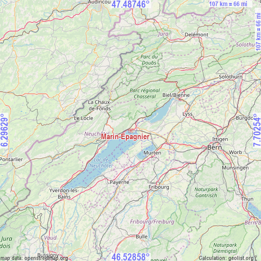 Marin-Epagnier on map