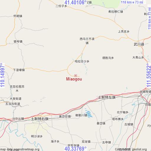 Miaogou on map