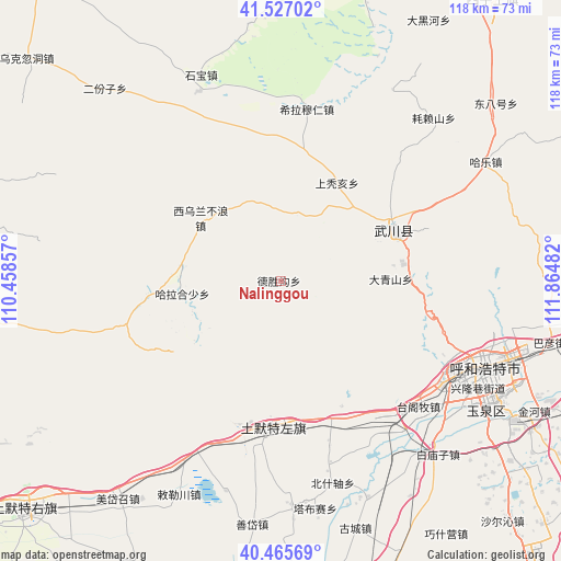 Nalinggou on map