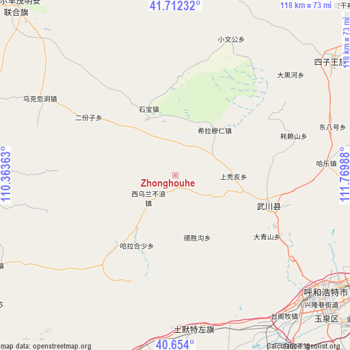 Zhonghouhe on map