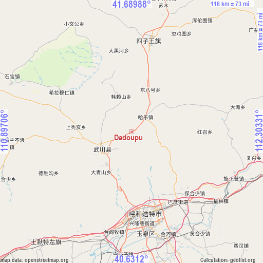 Dadoupu on map