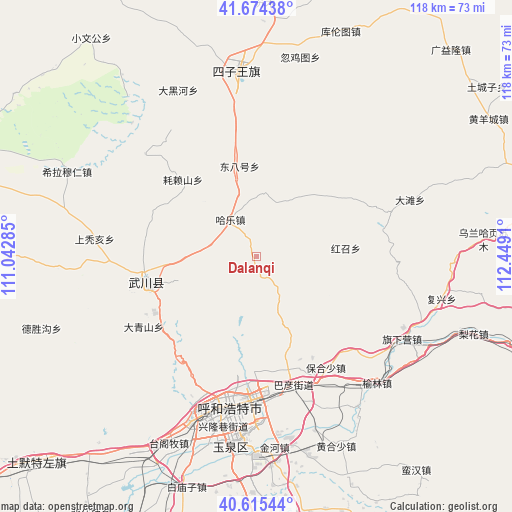 Dalanqi on map