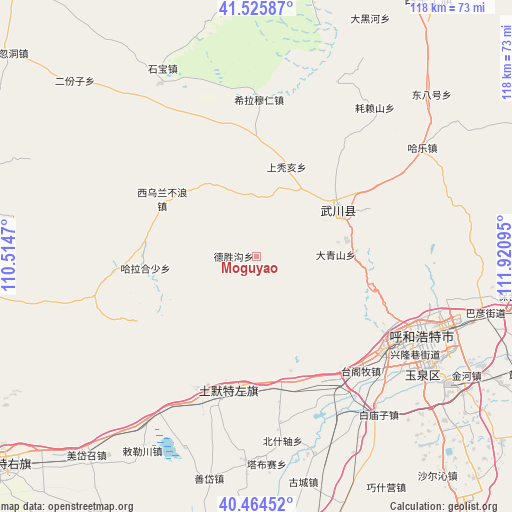 Moguyao on map