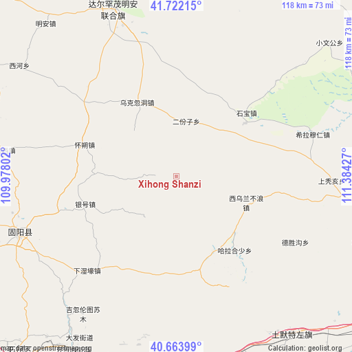 Xihong Shanzi on map