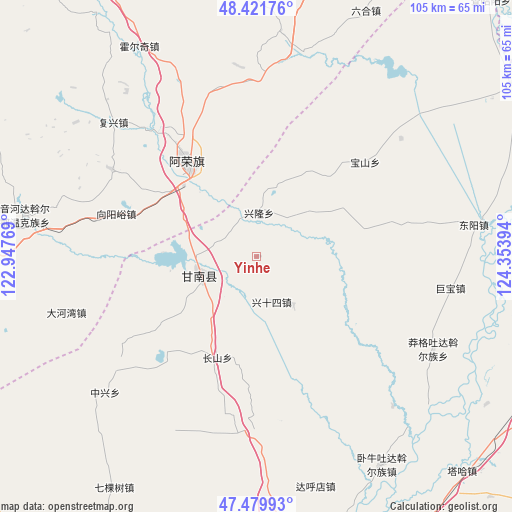 Yinhe on map