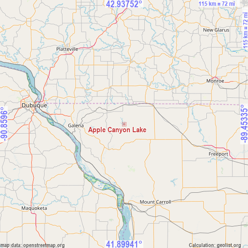 Apple Canyon Lake on map