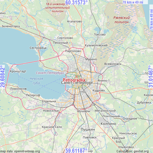Petrogradka on map