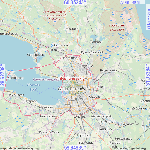 Svetlanovskiy on map
