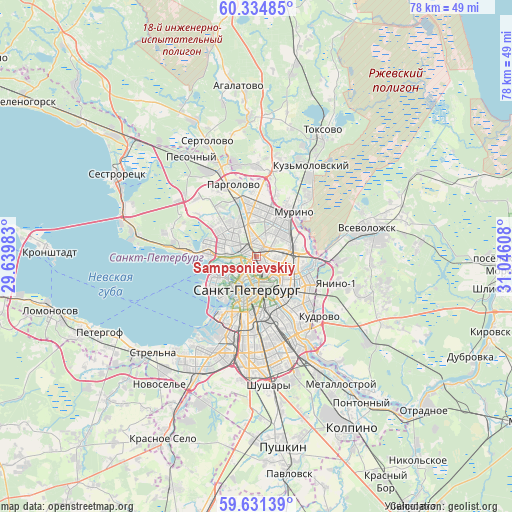 Sampsonievskiy on map