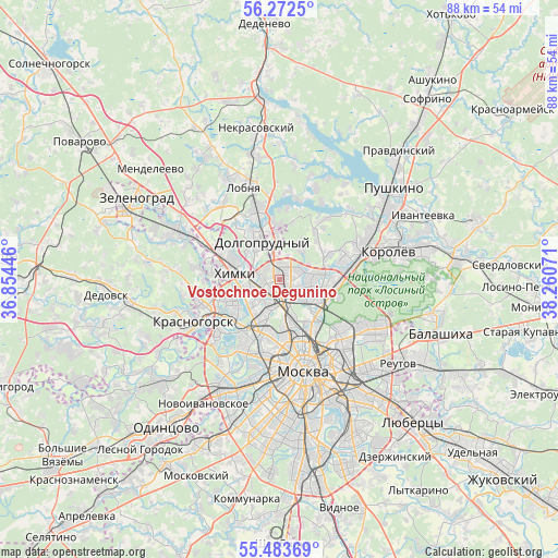 Vostochnoe Degunino on map