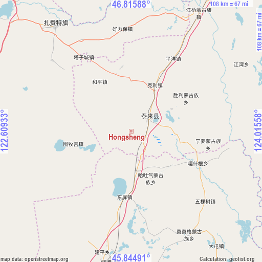 Hongsheng on map