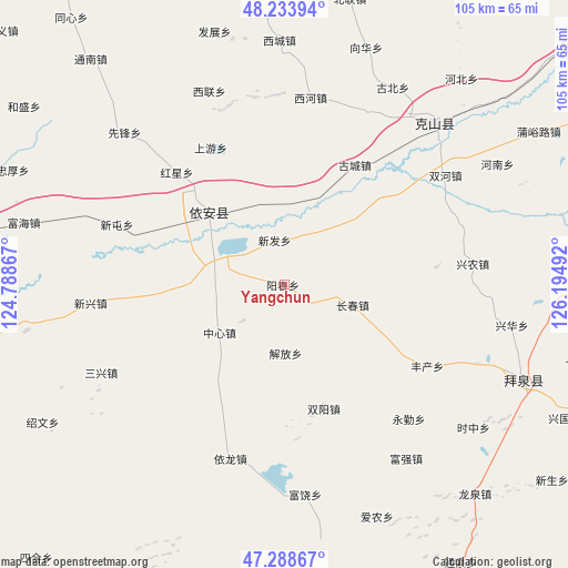 Yangchun on map