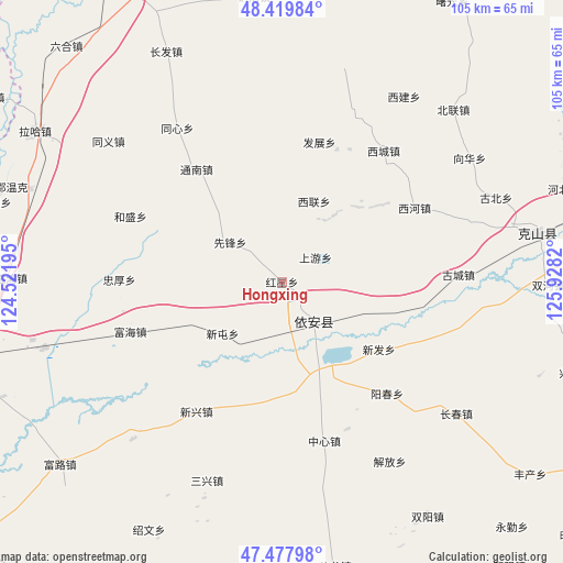 Hongxing on map