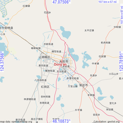 Dong’an on map