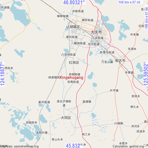 Xingshugang on map