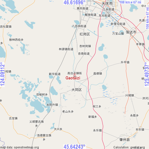 Gaotaizi on map