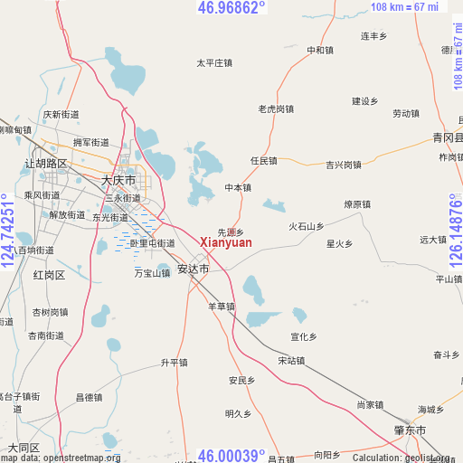 Xianyuan on map