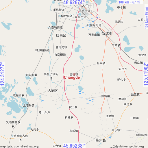 Changde on map