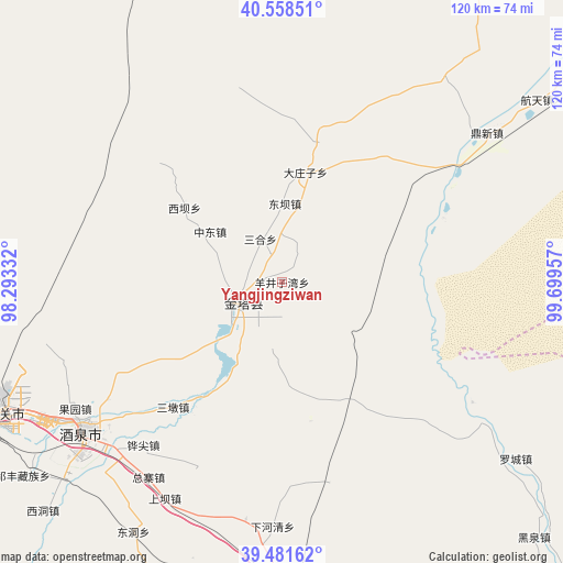 Yangjingziwan on map