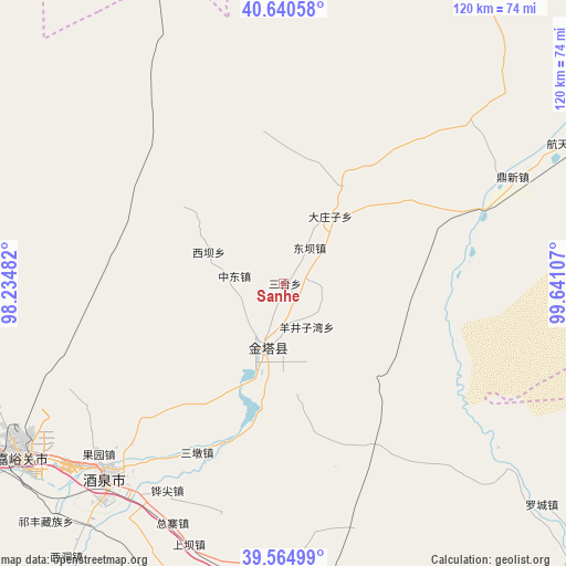 Sanhe on map