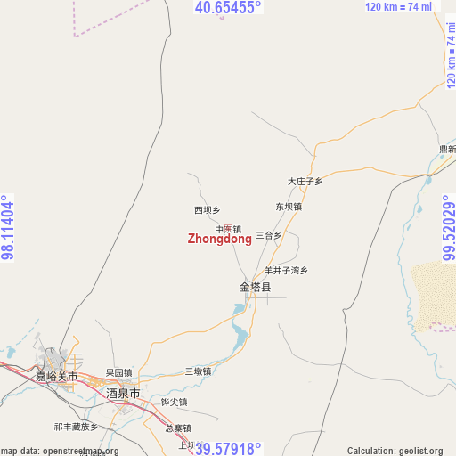 Zhongdong on map