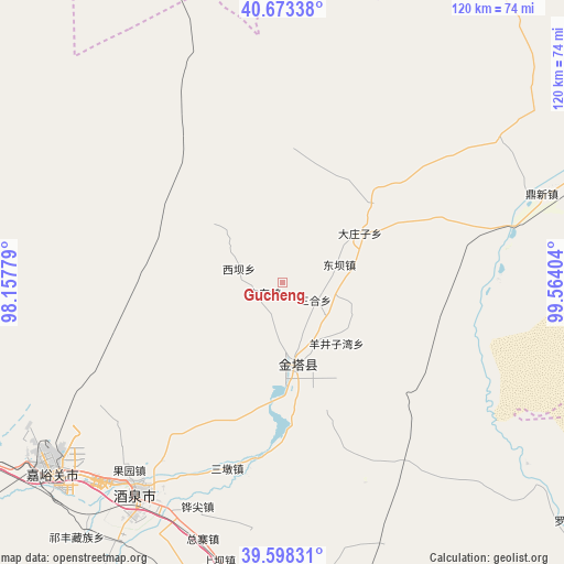 Gucheng on map