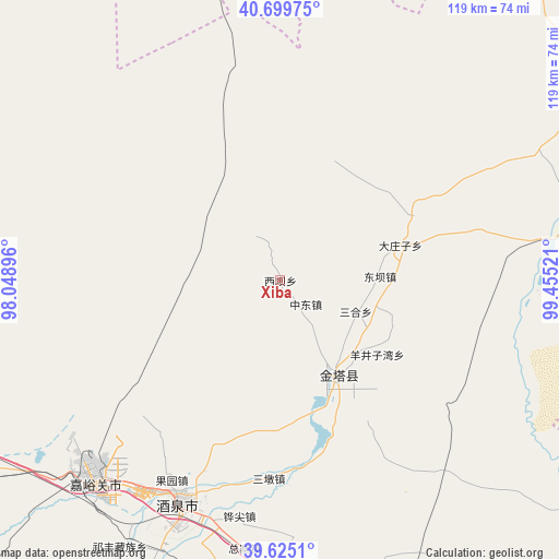 Xiba on map