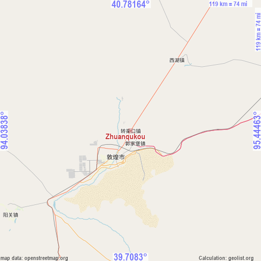 Zhuanqukou on map