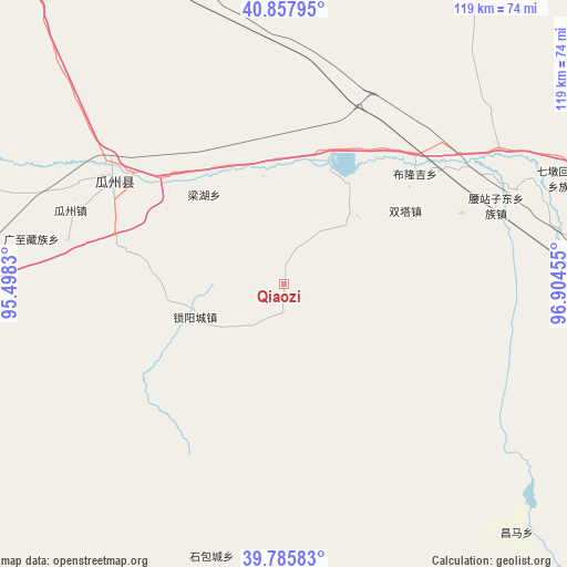 Qiaozi on map