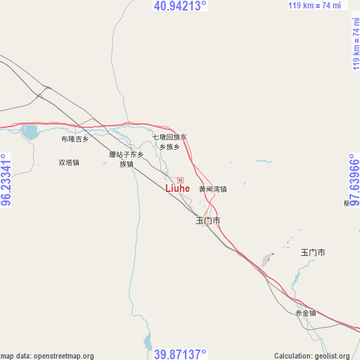 Liuhe on map