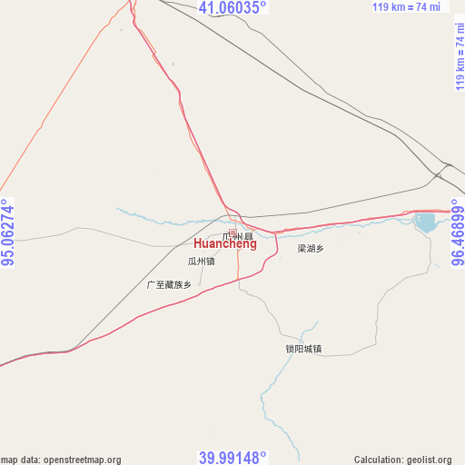 Huancheng on map