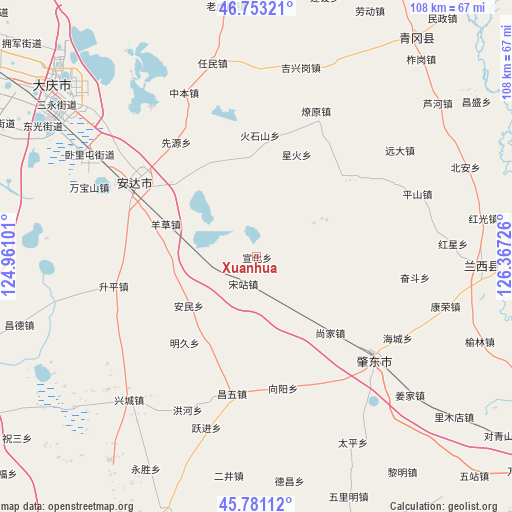 Xuanhua on map