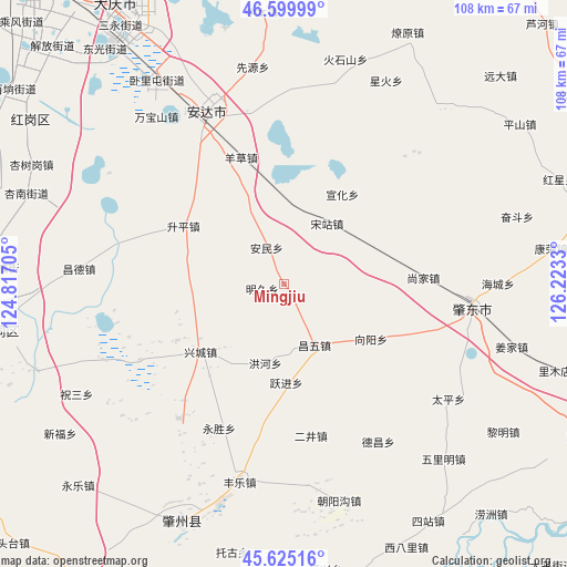 Mingjiu on map