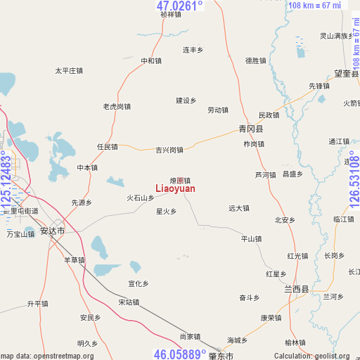 Liaoyuan on map