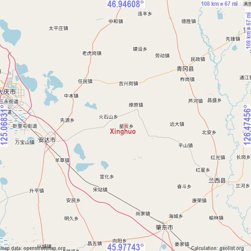 Xinghuo on map