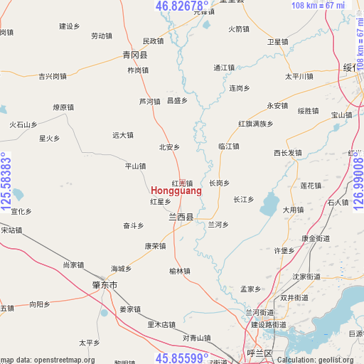 Hongguang on map